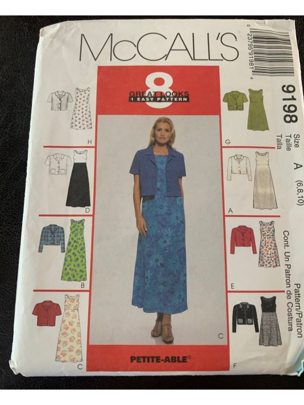 McCall's Misses Dress Coat Sewing Pattern Size 6-8-10 9198 Uncut